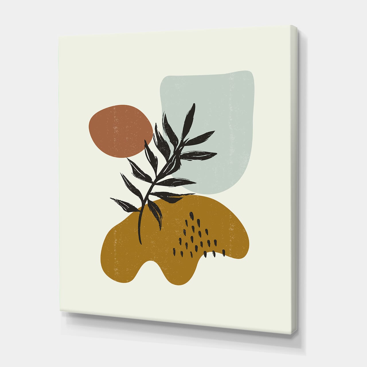 Designart - Botanical Minimalist Leaf With Abstract Shapes II - Modern Canvas Wall Art Print